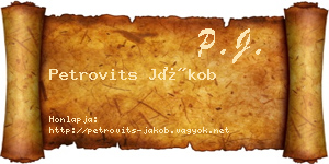 Petrovits Jákob névjegykártya